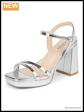 3.5 Inch Chunky Block Heel Ankle Strap Sandals Platform Heels